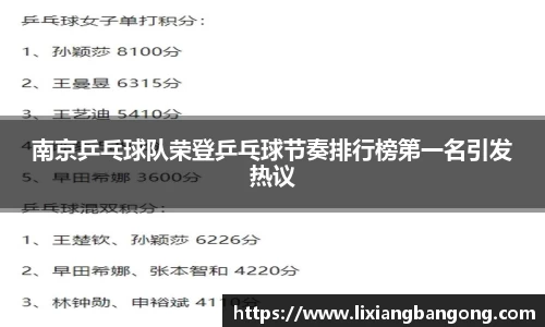 南京乒乓球队荣登乒乓球节奏排行榜第一名引发热议